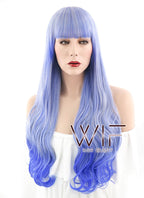 29" Wavy Blue Mixed Grey Synthetic Wig PL482