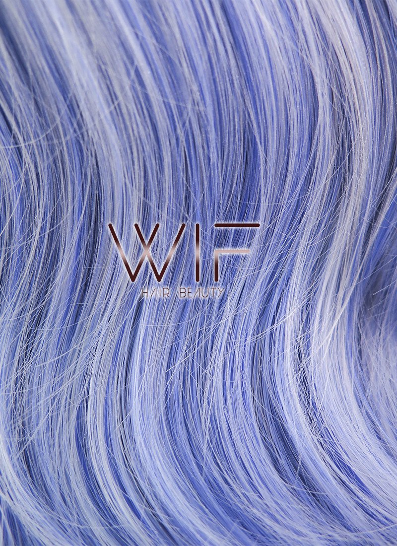29" Wavy Blue Mixed Grey Synthetic Wig PL482
