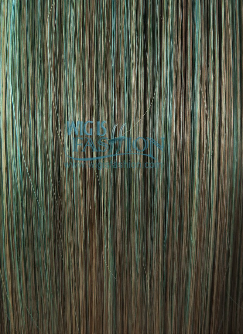 22" Straight Green Mixed Blonde Synthetic Wig PL483