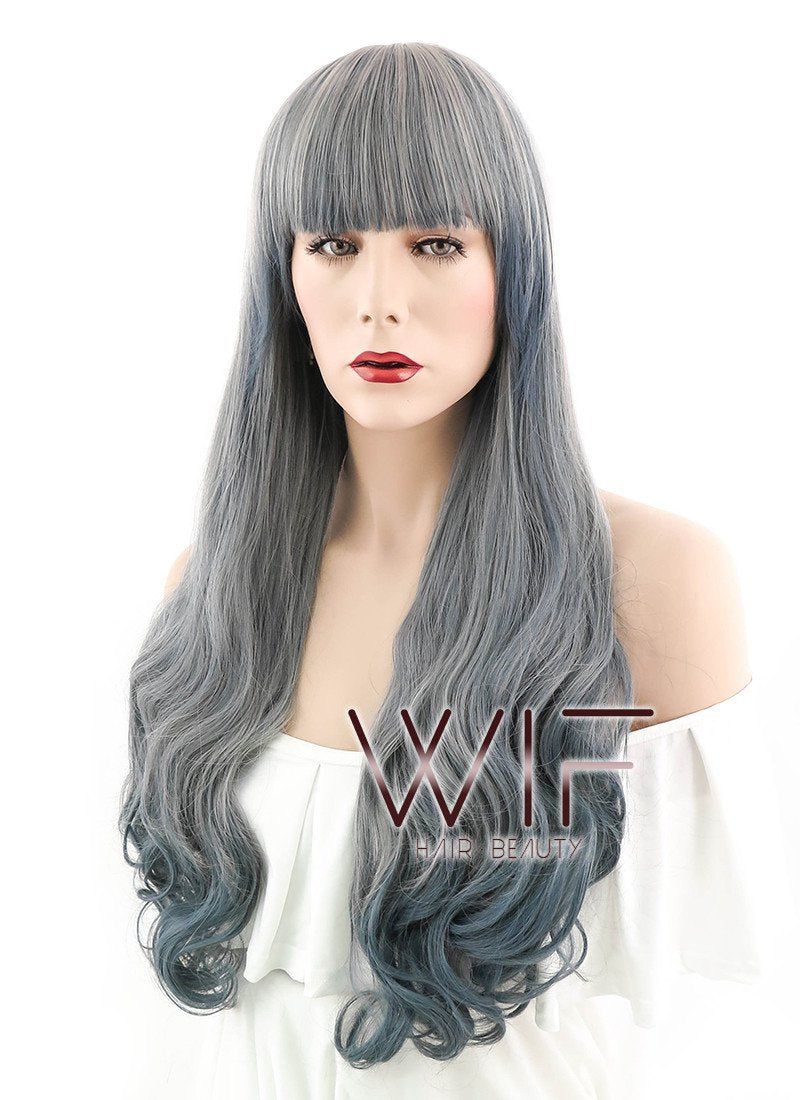 29" Wavy Mixed Grey Synthetic Wig PL484