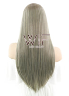 24" Straight Grey Mixed Dark Blonde Synthetic Wig PL486