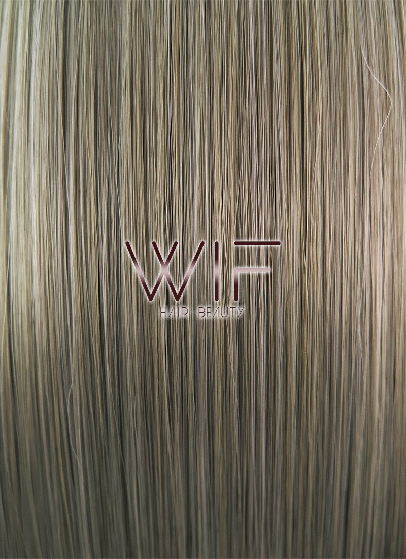 24" Straight Grey Mixed Dark Blonde Synthetic Wig PL486