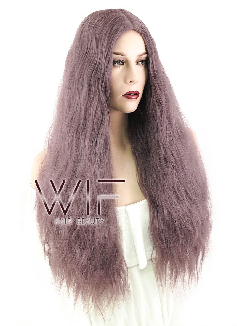 24" Wavy Ash Purple Synthetic Wig PL488