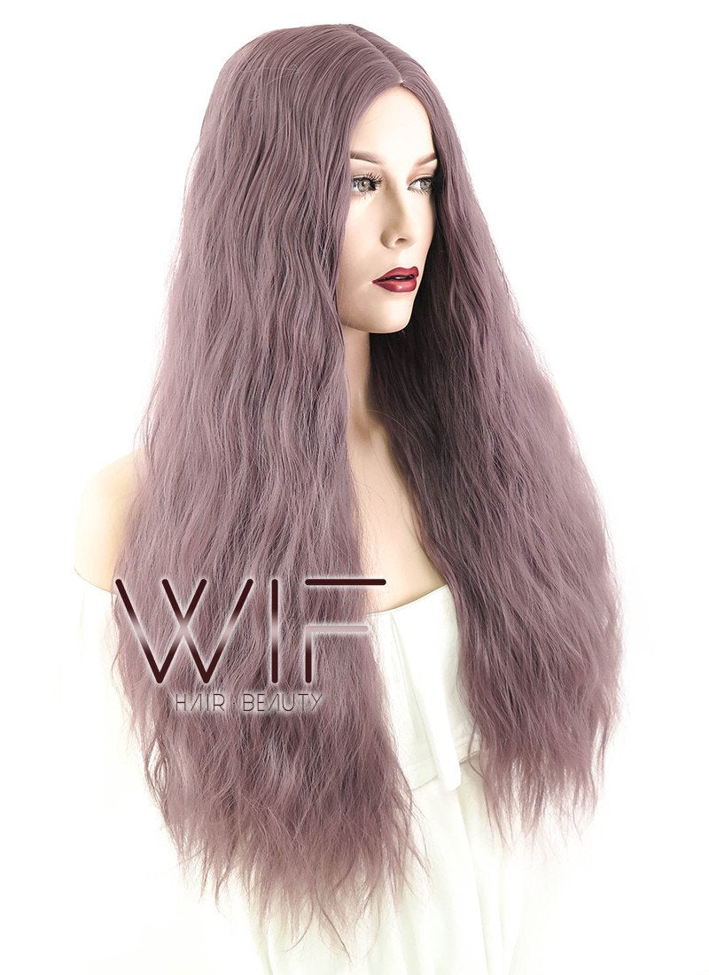 24" Wavy Ash Purple Synthetic Wig PL488