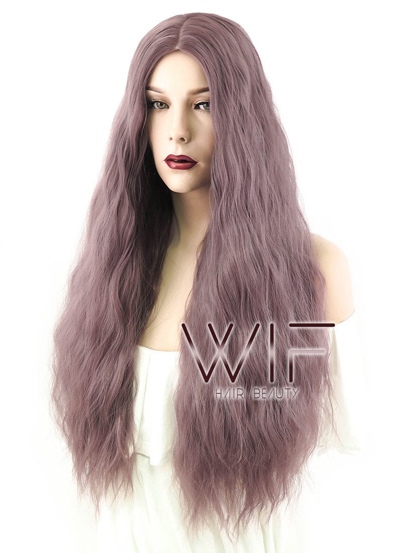 24" Wavy Ash Purple Synthetic Wig PL488