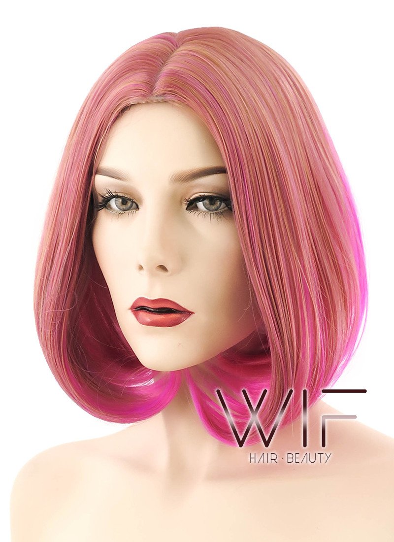10" Straight Mixed Pink Synthetic Wig PL489