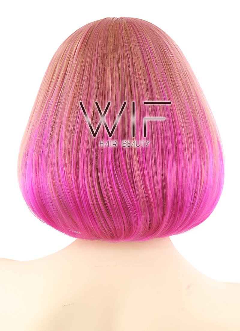 10" Straight Mixed Pink Synthetic Wig PL489
