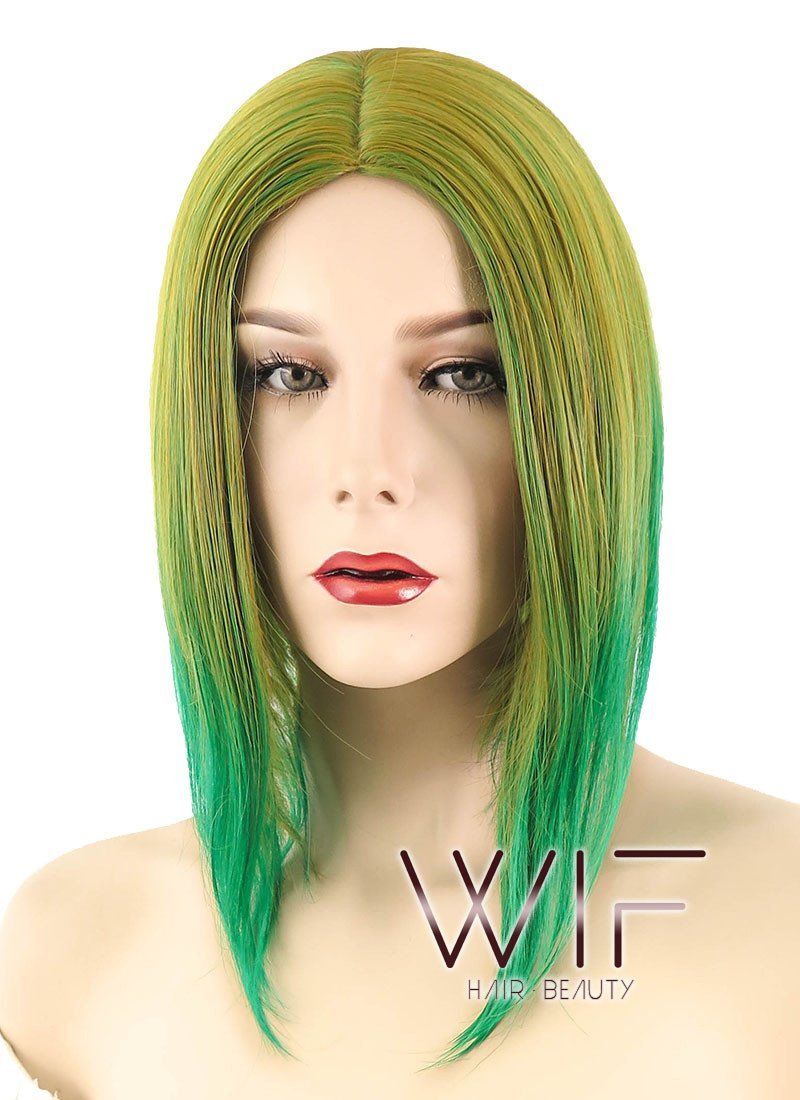 12" Straight Two Tone Green Synthetic Wig PL490