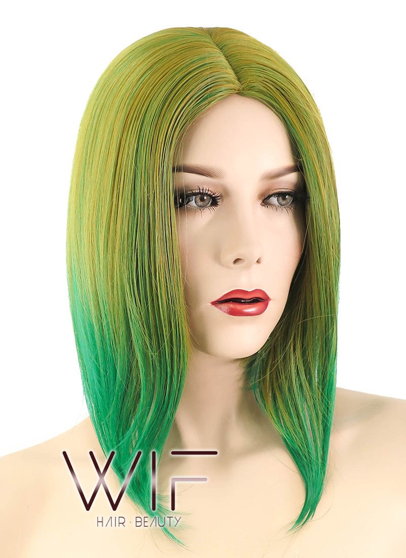 12" Straight Two Tone Green Synthetic Wig PL490