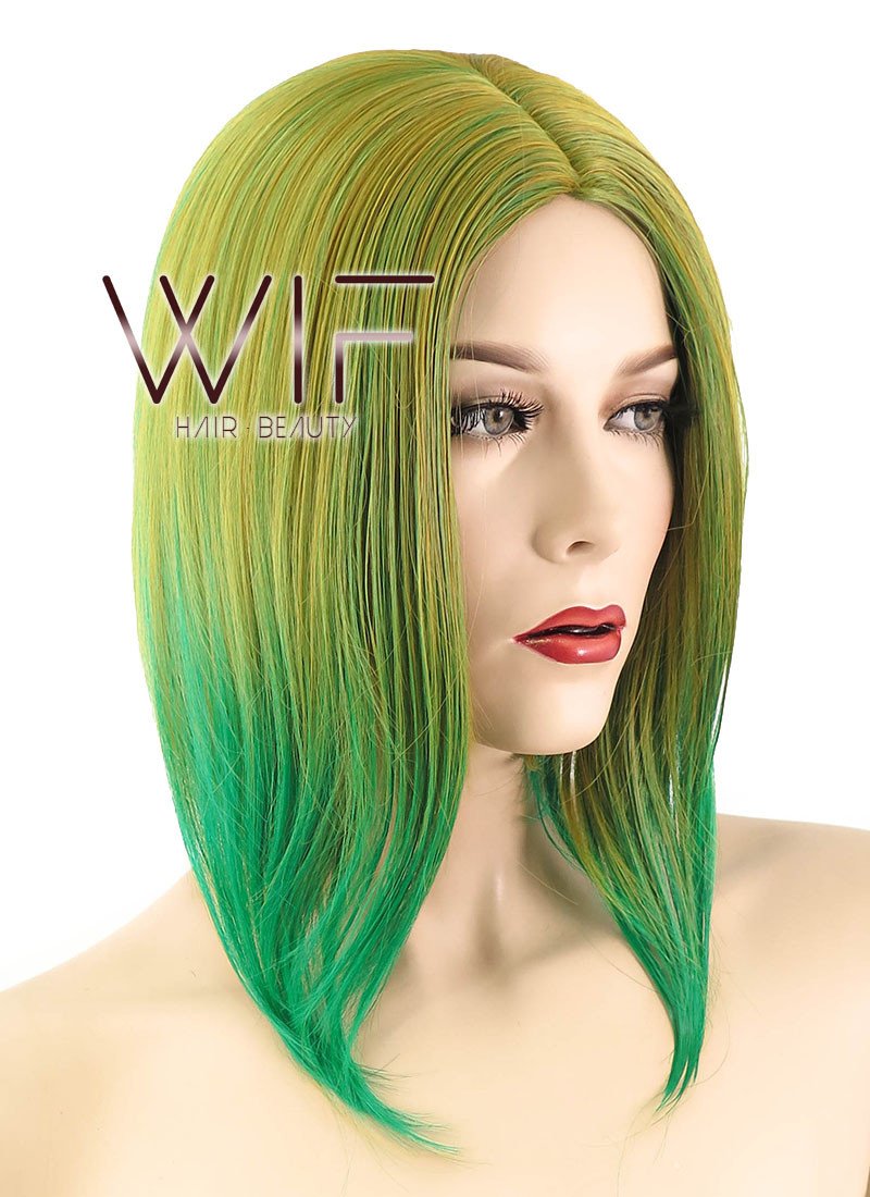 12" Straight Two Tone Green Synthetic Wig PL490