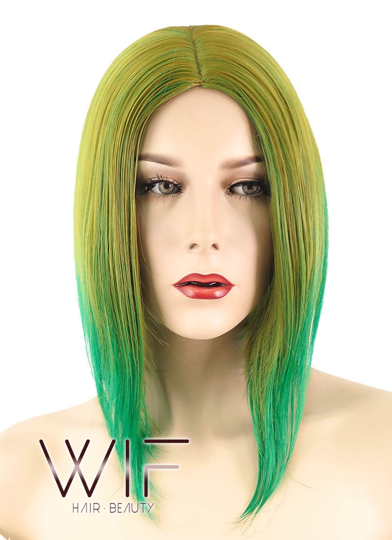 12" Straight Two Tone Green Synthetic Wig PL490