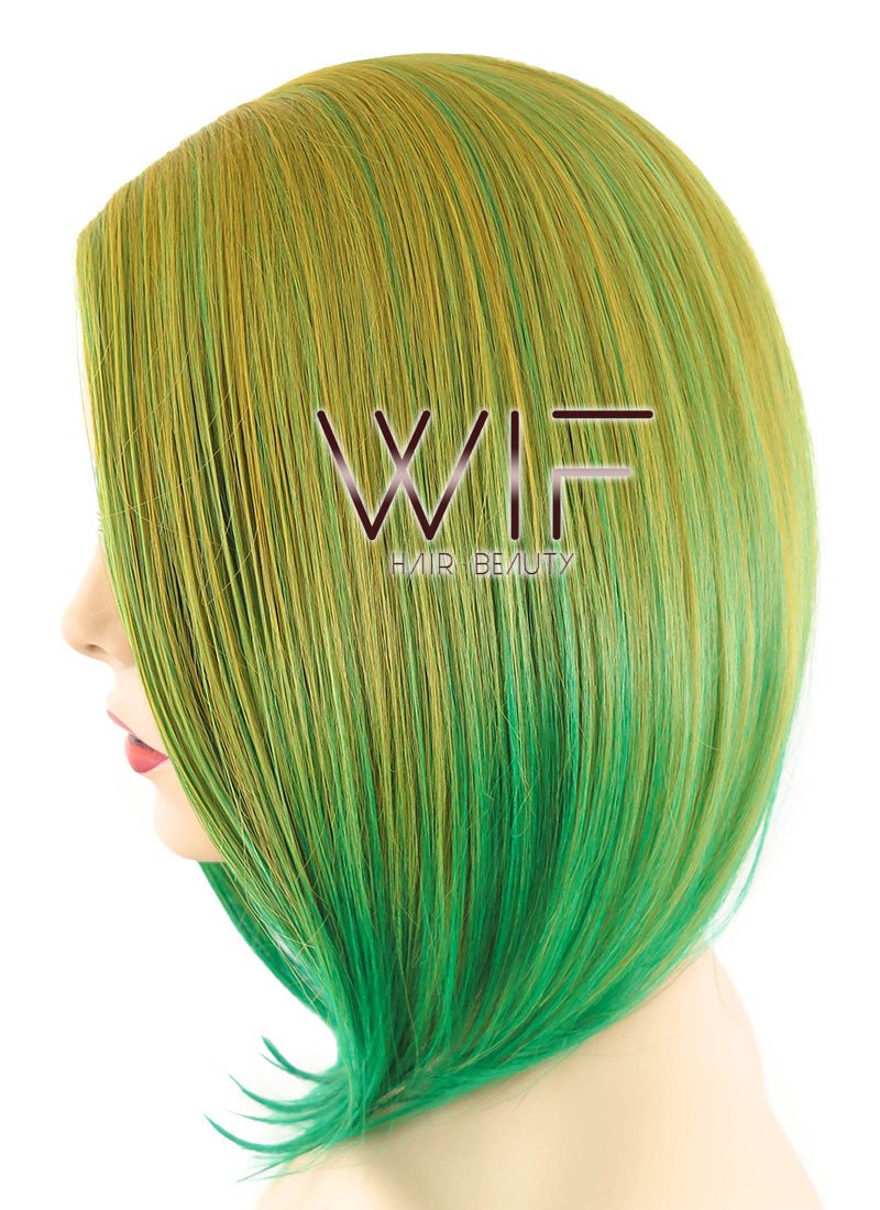 12" Straight Two Tone Green Synthetic Wig PL490