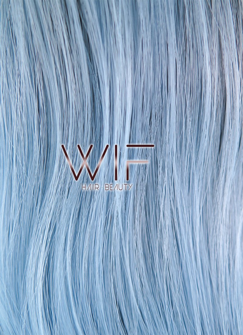 24" Wavy Light Blue With Dark Roots Synthetic Wig PL492