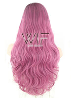 24" Wavy Pink With Dark Roots Synthetic Wig PL493