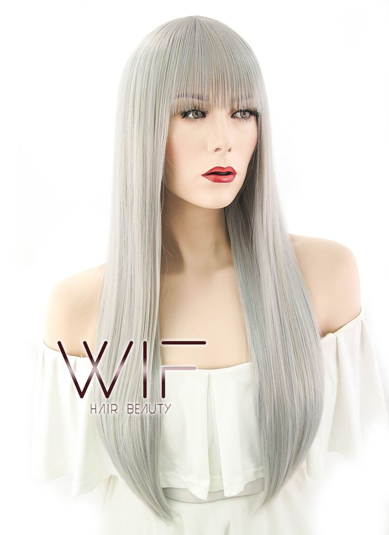 22" Straight Grey Mixed Blonde Synthetic Wig PL494