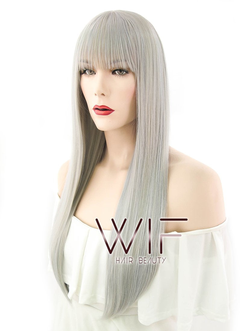 22" Straight Grey Mixed Blonde Synthetic Wig PL494