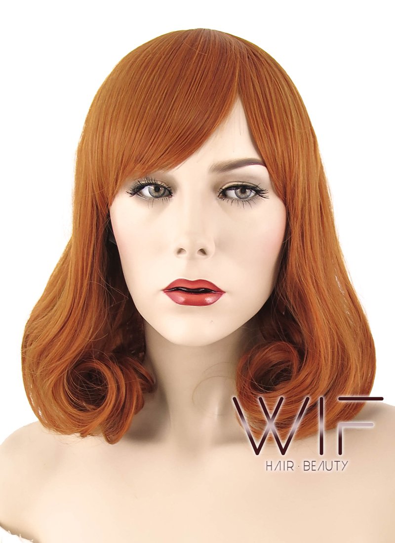 14" Wavy Pumpkin Orange Synthetic Wig PL495