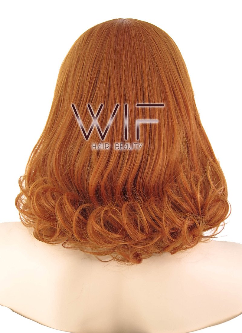 14" Medium Curly Pumpkin Orange Fashion Synthetic Hair Wig PL495