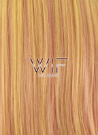 16" Wavy Golden Blonde Mixed Pinkish Orange Synthetic Wig PL497