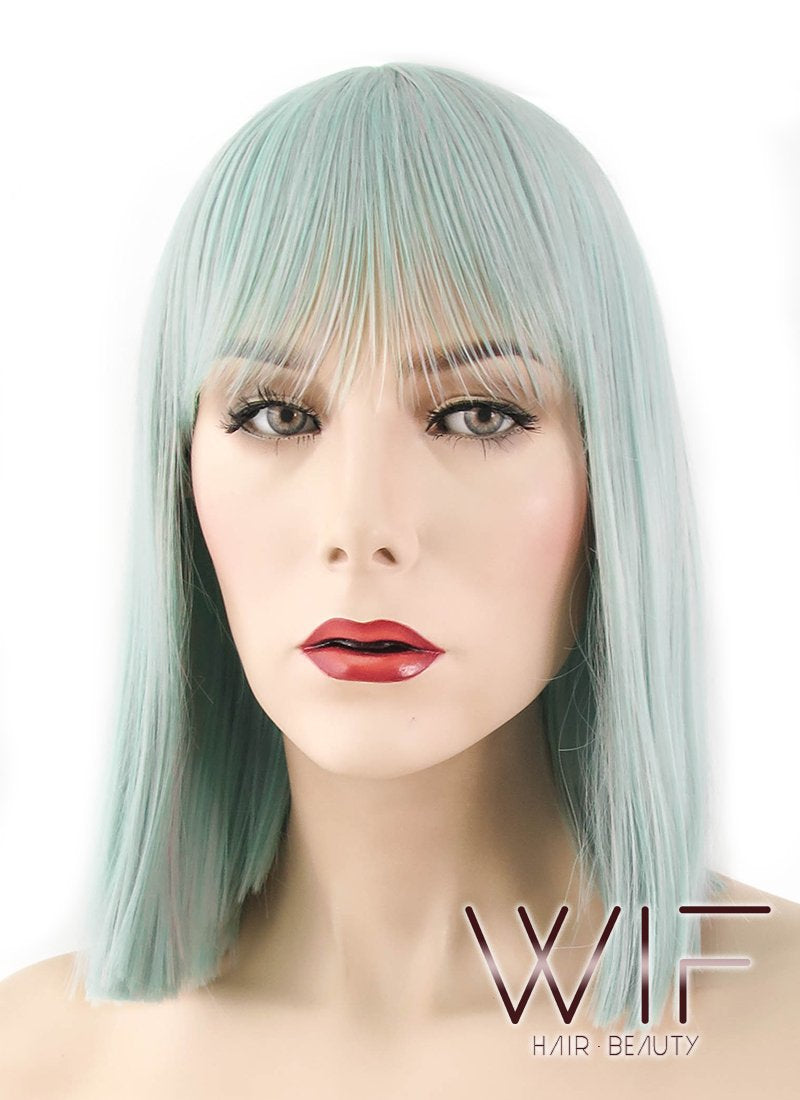 13" Straight Light Green Synthetic Wig PL499