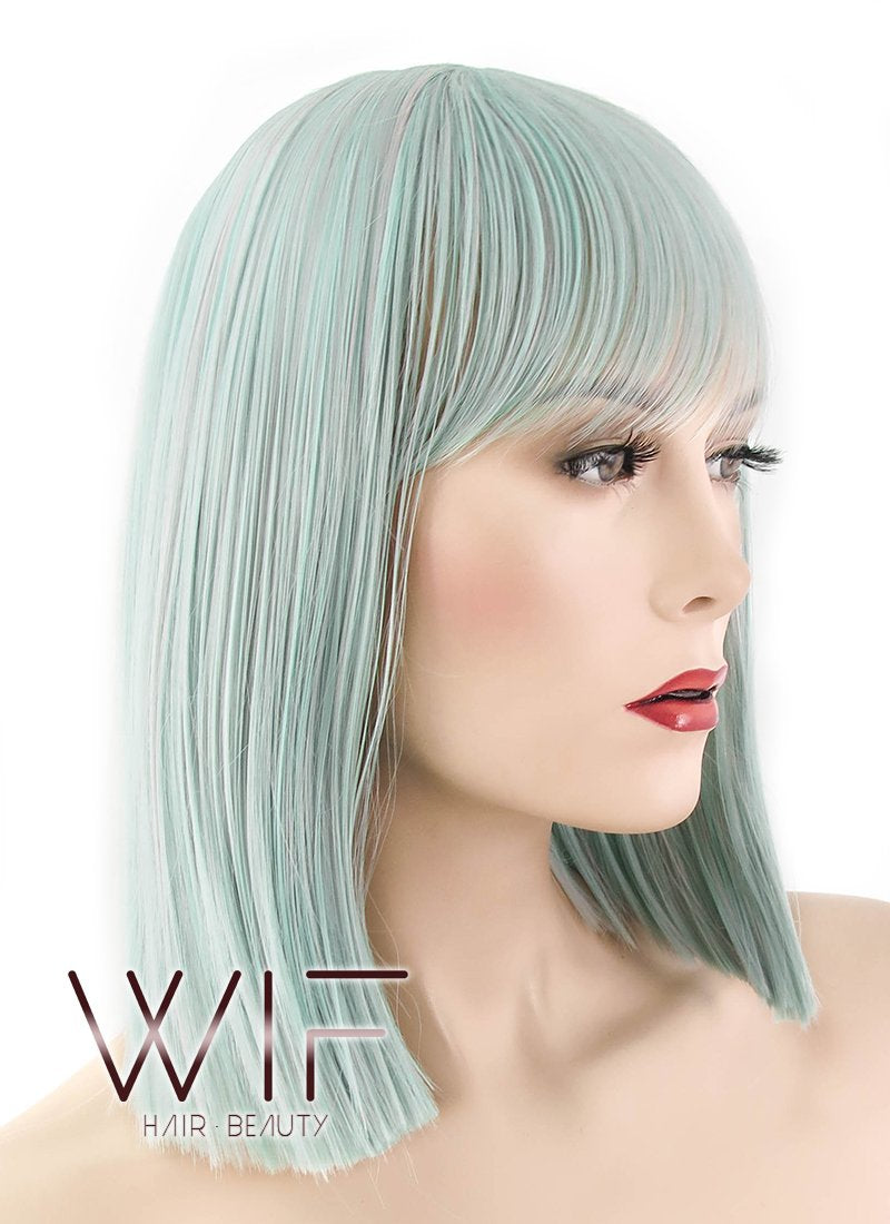 13" Straight Light Green Synthetic Wig PL499