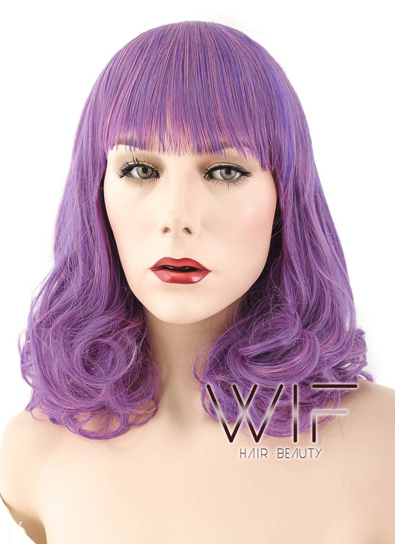 15" Wavy Mixed Purple Synthetic Wig PL500