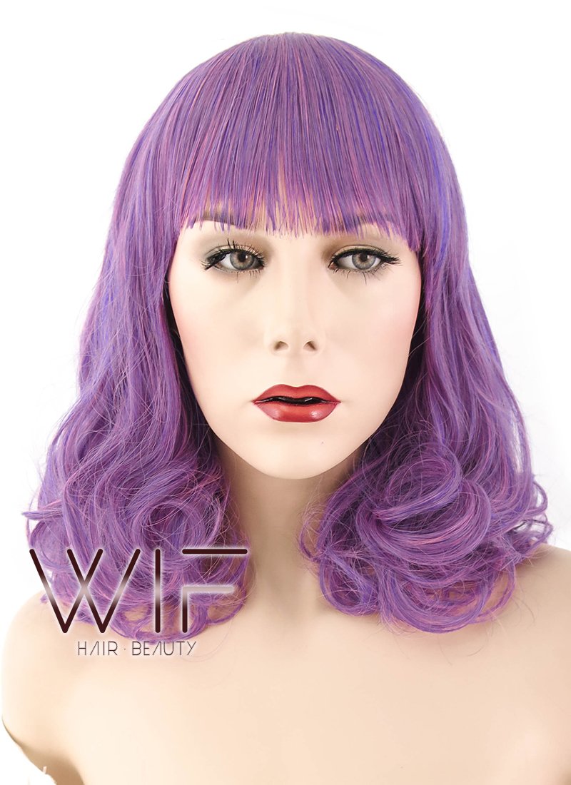 15" Wavy Mixed Purple Synthetic Wig PL500