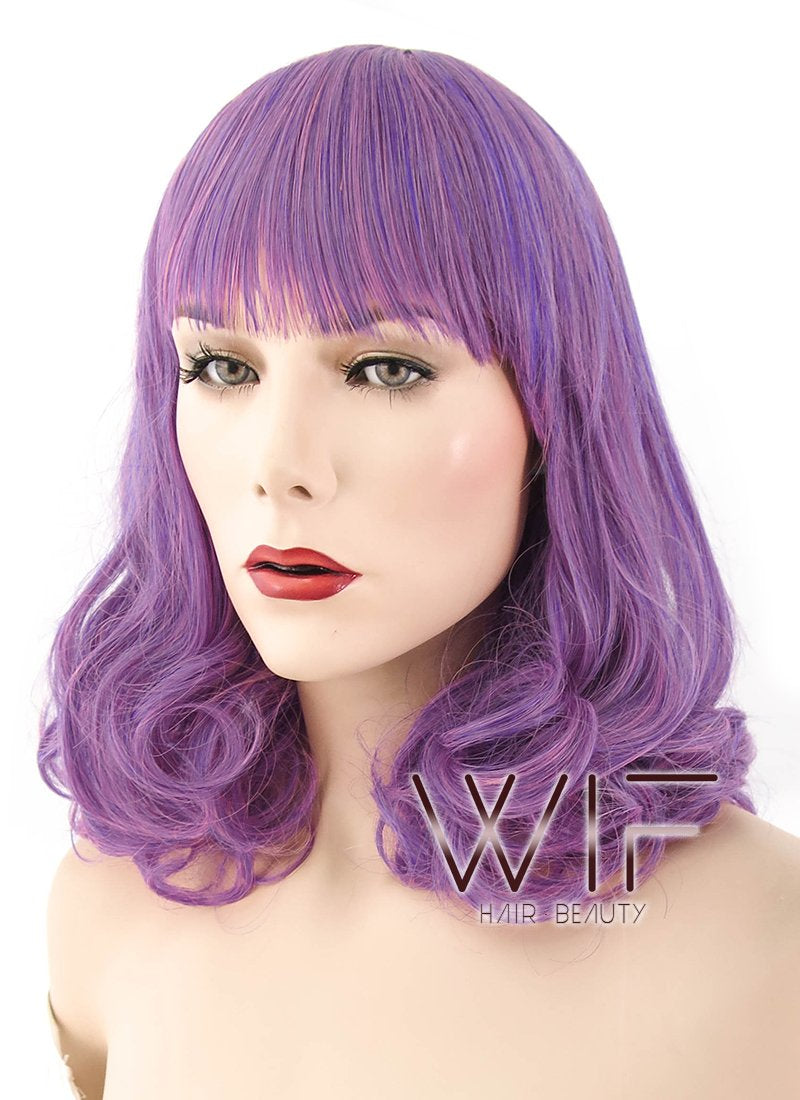 15" Wavy Mixed Purple Synthetic Wig PL500