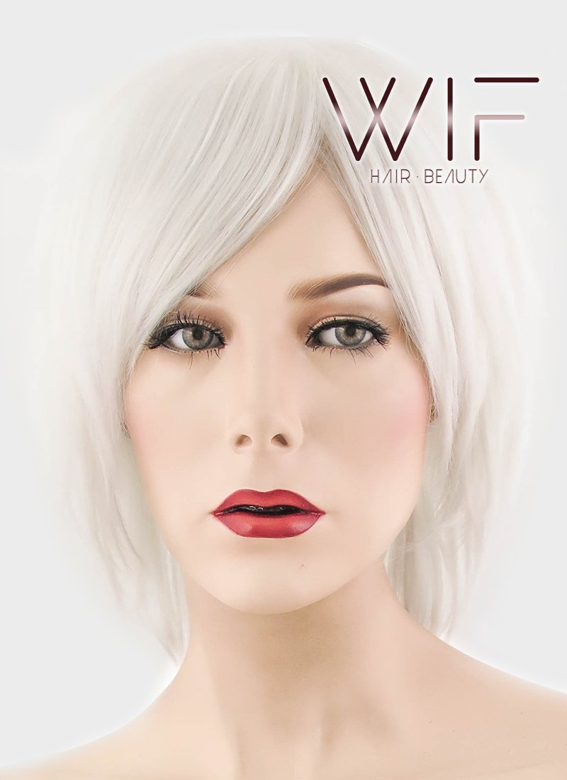 12" Straight White Synthetic Wig RC36