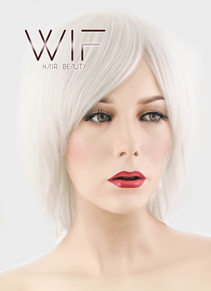 12" Straight White Synthetic Wig RC36