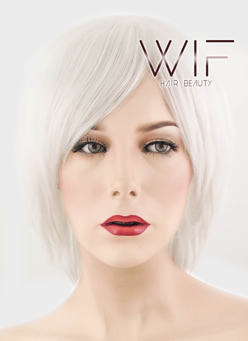 12" Straight White Synthetic Wig RC36
