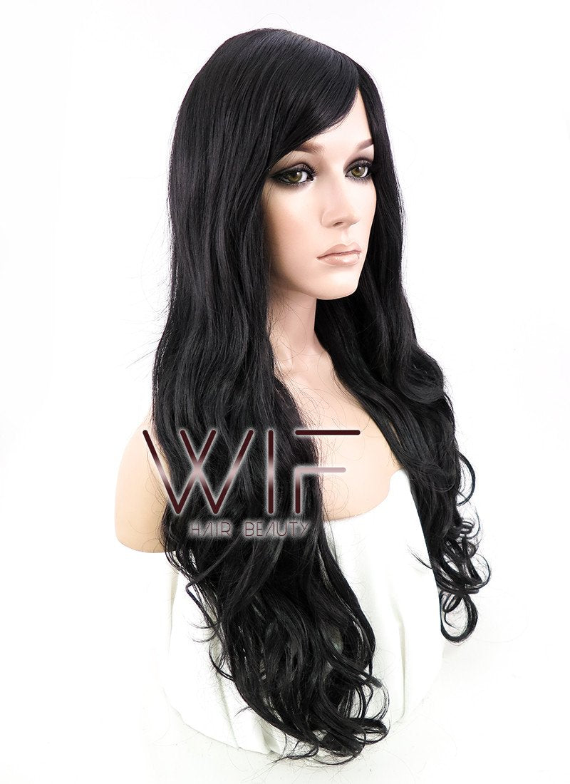 27" Wavy Black Synthetic Wig SS01