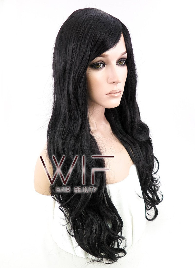 27" Wavy Black Synthetic Wig SS01