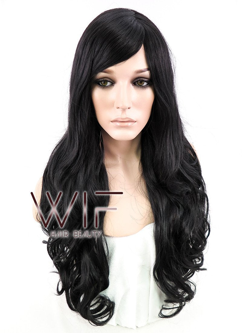 27" Wavy Black Synthetic Wig SS01