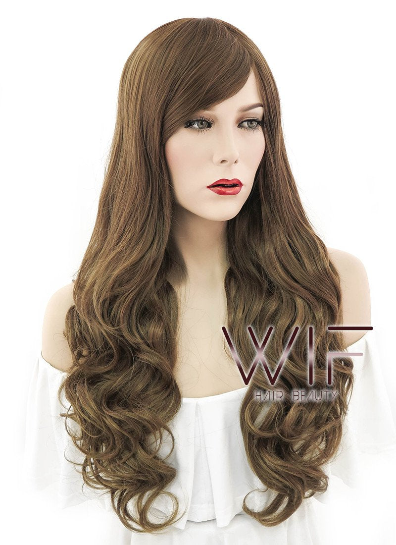 27" Wavy Brown Synthetic Wig SS149