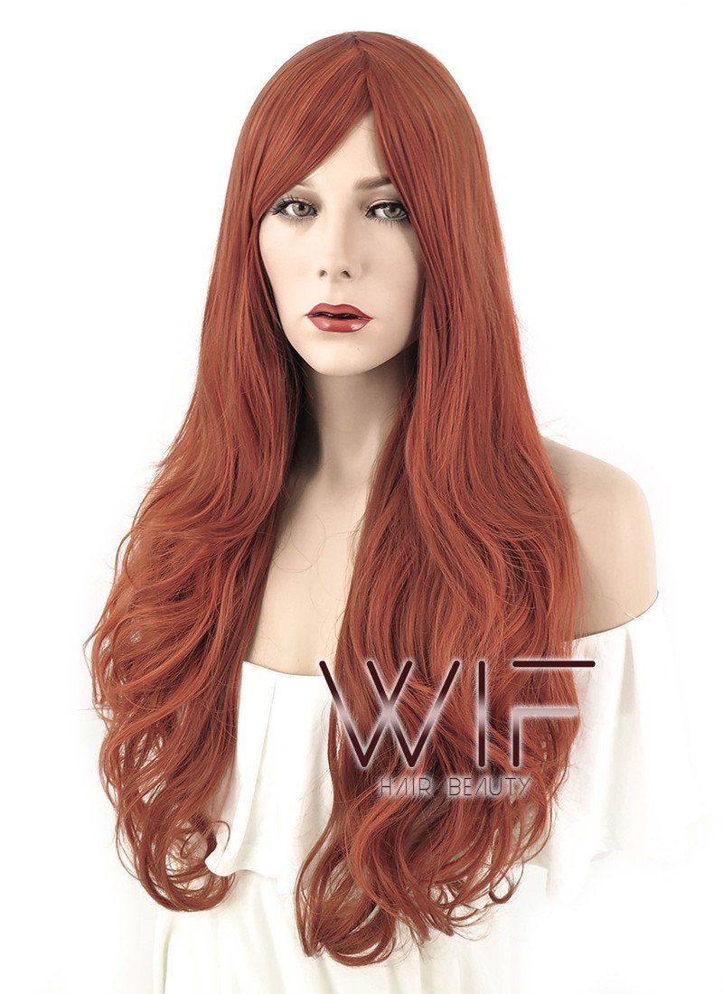 27" Wavy Reddish Brown Synthetic Wig SS178