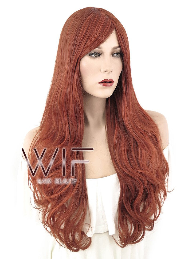 27" Wavy Reddish Brown Synthetic Wig SS178