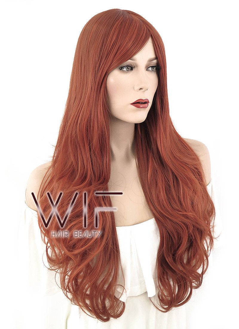 27" Wavy Reddish Brown Synthetic Wig SS178