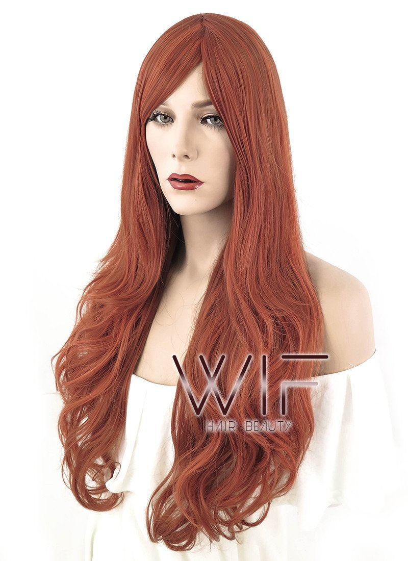 27" Wavy Reddish Brown Synthetic Wig SS178