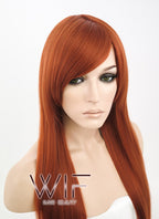 22" Straight Brownish Orange Synthetic Wig TB1117