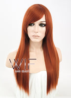 22" Straight Brownish Orange Synthetic Wig TB1117