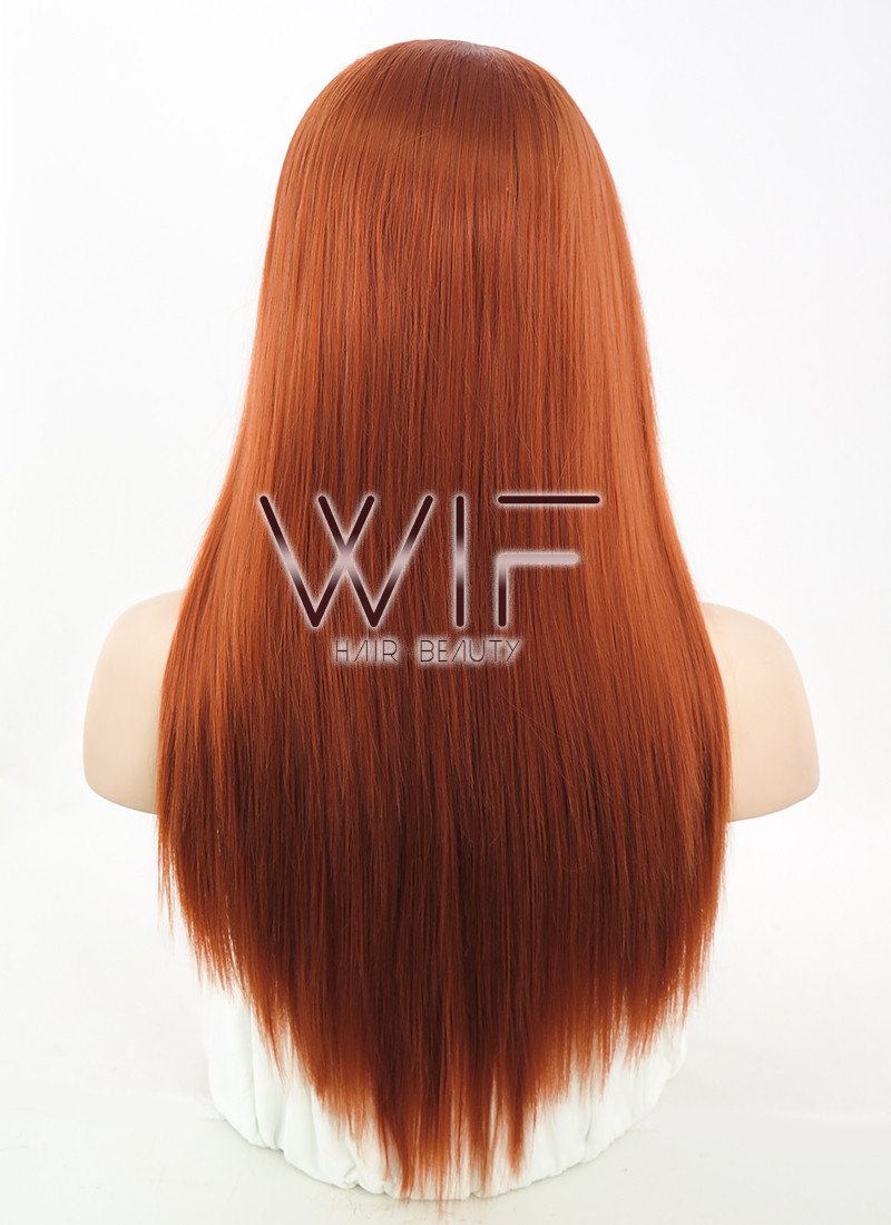 22" Straight Brownish Orange Synthetic Wig TB1117