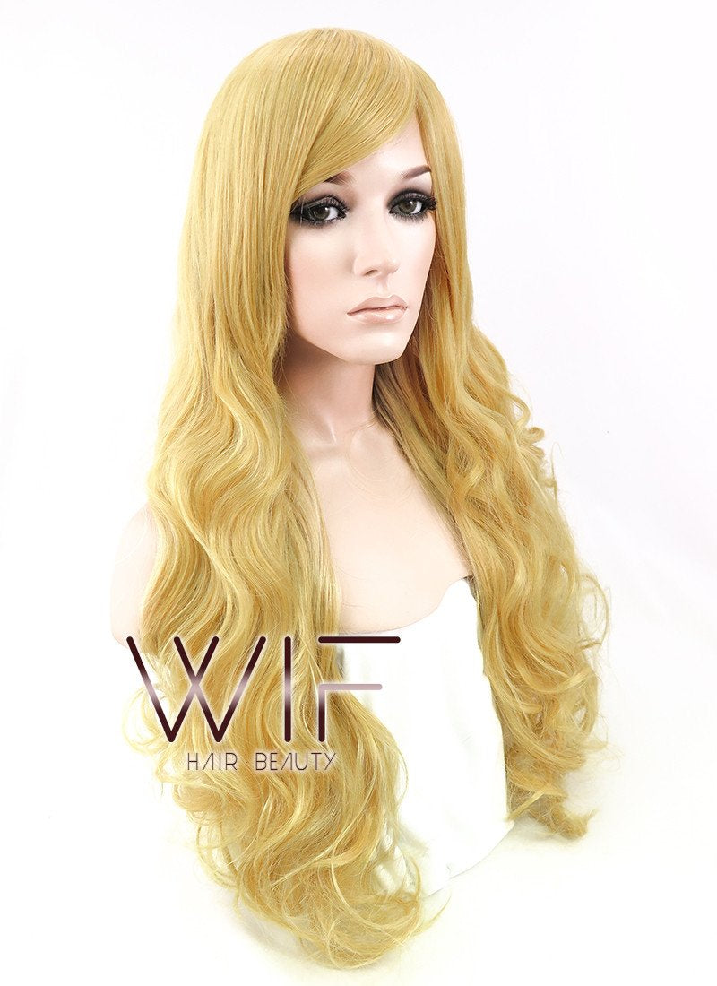 31" Wavy Yellow Blonde Synthetic Wig TB1469