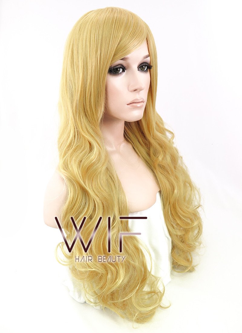 31" Wavy Yellow Blonde Synthetic Wig TB1469