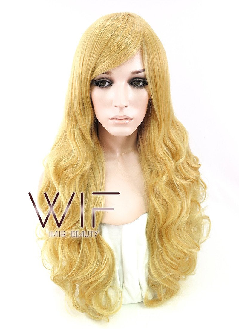 31" Wavy Yellow Blonde Synthetic Wig TB1469