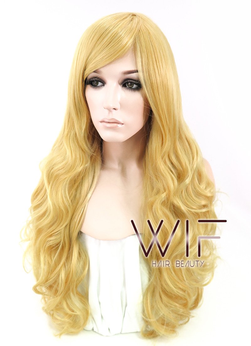 31" Wavy Yellow Blonde Synthetic Wig TB1469