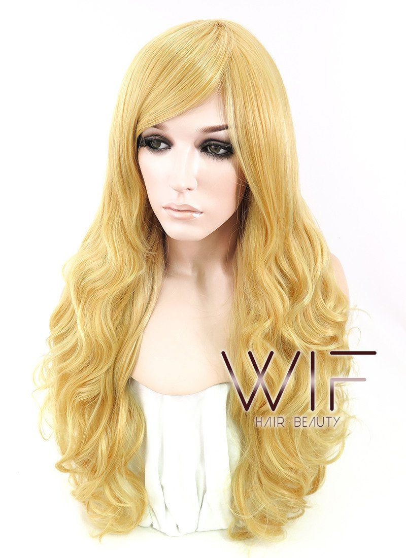 31" Wavy Yellow Blonde Synthetic Wig TB1469