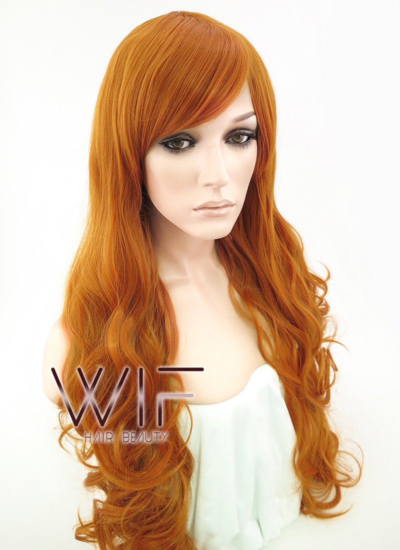 31" Wavy Orange Synthetic Wig TB1607