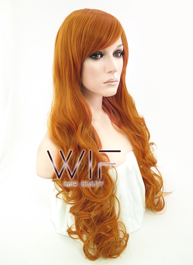31" Wavy Orange Synthetic Wig TB1607