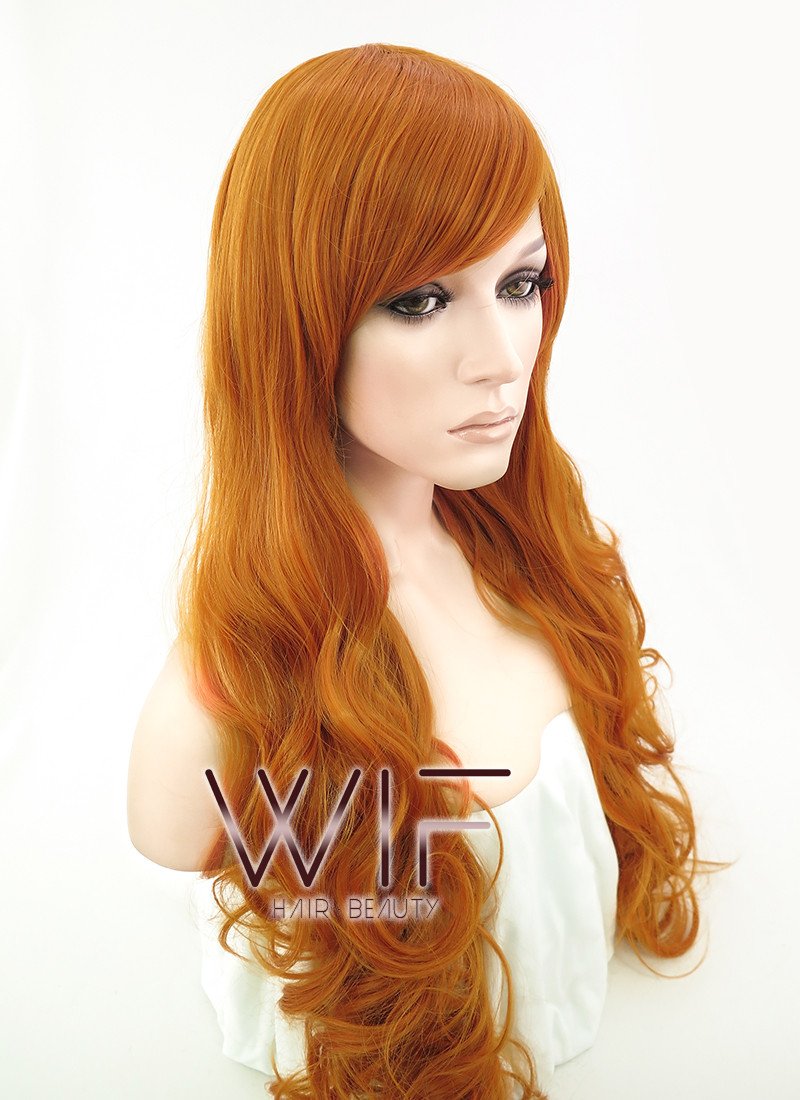 31" Wavy Orange Synthetic Wig TB1607